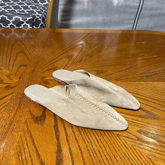 SOLD Mango women suede leather mules beige Sz 39 EU - Picture 10 of 16